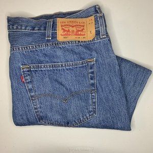 Levis 501 Blue Jeans 44x30 Medium Wash Denim Button Fly‎ Straight Leg Classic